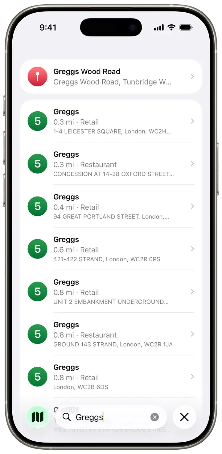 FoodCheck smart search finding UK food hygiene ratings by name, place, or postcode